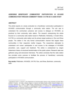 Assessing beneficiary communities’ participation in HIV/AIDS communication through community radio: X-K FM as a case study