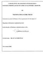 A high level of logistics integration : winning formular South African economic growth