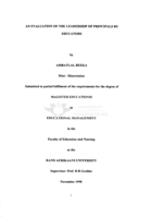 An evaluation of the leadership of principals by educators