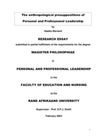 The anthropological presuppositions of personal and professional leadership.