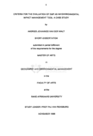 Criteria for the evaluation of EMP as an environmental impact management tool : a case study