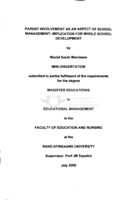 Parent involvement as an aspect of school management : implication for whole school development