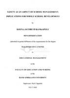 Safety as an aspect of school management : implications for whole school development