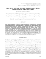 Lean manufacturing adoption and implementation in Nigeria manufacturing industries