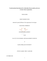 Transformational leadership and its relationship with personality preferences in South African organisations.