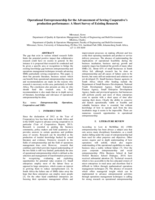 Operational entrepreneurship for the advancement of sewing cooperative’s production performance: a short survey of existing research