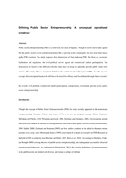 Defining Public Sector Entrepreneurship: A conceptual operational construct