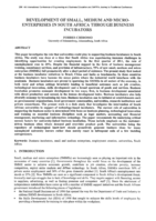 Development of small, medium and microenterprises in South Africa through business incubators