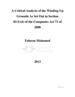 A critical analysis of the winding up grounds as set out in section 81(1)(d) of the Companies Act 71 of 2008