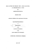 Risk factors for primary open - angle glaucoma: an epidemiological study