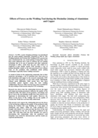 Effects of forces on the welding tool during the dissimilar joining of aluminium and copper