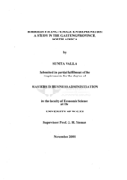 Barriers facing female entrepreneurs : a study in the Gauteng Province, South Africa