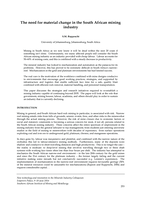 The need for material change in the South African mining industry