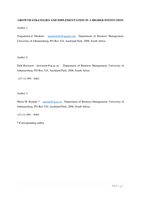 Growth strategies and implementation in a higher institution