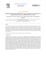 Machining parameter optimization using Adam gene algorithm for electro spark erosion on shape memory alloy