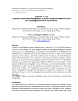 Lessons learnt in the management of public schools infrastructure in the Gauteng province of South Africa