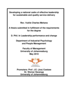 Developing a national cadre of effective leadership for sustainable and quality service delivery