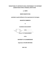 Perceptions of corporate social responsibility of different generations within a financial institution