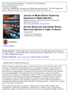 African ethics and journalism ethics : news and opinion in light of Ubuntu