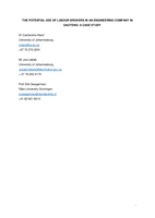 The potential use of labour brokers in an engineering company in Gauteng: a case study
