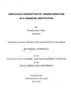 Employee's perception of transformation in a financial institution