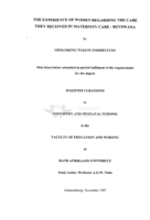 The experience of women regarding the care they received in maternity care, Botswana
