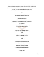 The lived-experience of middle female adolescents in grade 10 in the rural Rustenburg area