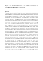 English is not education and education is not English: An urgent need for multilingual teaching strategies in South Africa