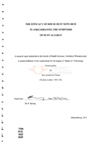 The efficacy of house dust mite 30CH in ameliorating the symptoms of dust allergy