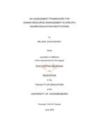 An assessment framework for human resource management in specific higher education institutions.