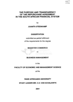 The purpose and transparency of the repurchase agreement in the South African financial system