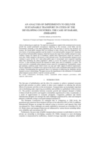 An analysis of impediments to deliver sustainable transport in cities of the developing countries : the case of Harare, Zimbabwe