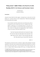 “Doing justice” (בעושי משפט) to the Dead Sea scrolls : reading 1QS 8:1-4 in literary and sectarian context