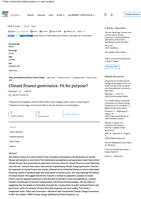 Climate finance governance : fit for purpose?