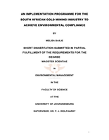 An implementation programme for the South African gold mining industry to achieve environmental compliance