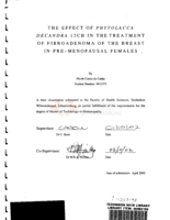 The effect of Phytolacca decandra 12CH in the treatment of  fibroadenoma of the breast in pre-menopausal females