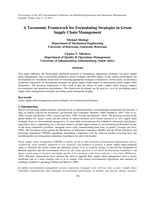 A taxonomic framework for formulating strategies in green supply chain management