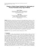 Flotation of nickel-copper sulphide ore : optimisation of process parameters using Taguchi method
