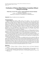 Purification of platinum metal refinery crystalliser effluent using ion-exchange