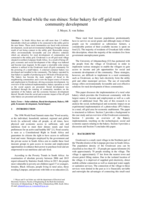 Bake bread while the sun shines : solar bakery for off-grid rural community development