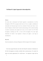 On Husserl’s early logic of  intersubjectivity