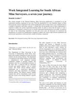 Work integrated learning for South African mine surveyors, a seven year journey