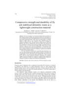 Compressive strength and durability of fly ash stabilized dolomitic waste as a lightweight construction material