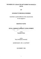 The needs of a squatter settlement in KwaZulu-Natal