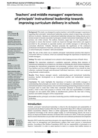 Teachers’ and middle managers’ experiences of principals’ instructional leadership towards improving curriculum delivery in schools