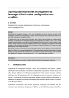 Scaling operational risk management to leverage a firm’s value configuration and creation
