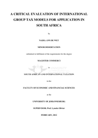 A critical evaluation of international group tax models for application in South Africa
