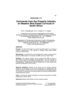 Comments from the property industry on Masters Real Estate curricula in South Africa