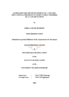 Guidelines for the development of a psycho-educational program to assist family members of a cancer patient.