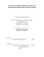 The effects of spinal manipulative therapy on reaction and response time of cricket players